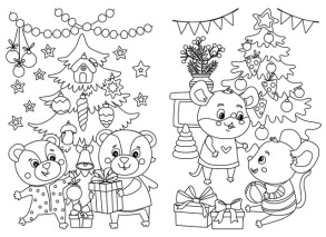 Зимові розмальовки з наліпками — Різдво в лісі. Фото 2